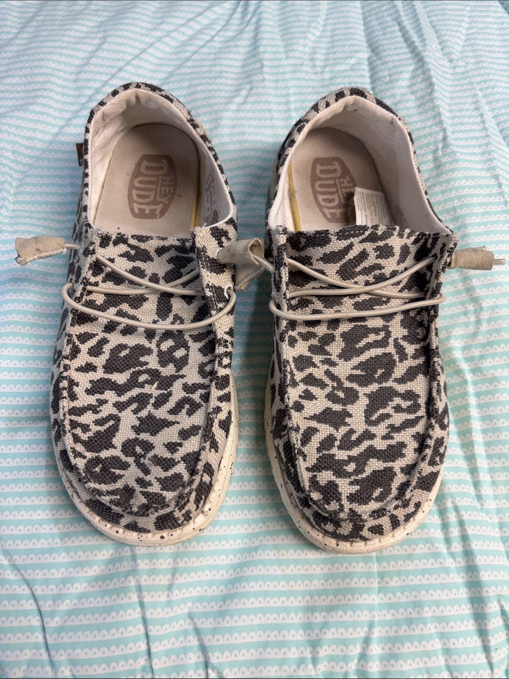 Hey Dude ladies Wendy Leopard Print Canvas Sneakers - size 8